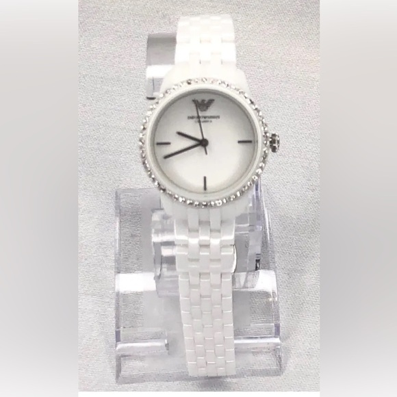 New Emporio Armani Ceramic Bracelet White Mother Of Pearl Dial Watch AR1477 - Picture 5 of 15